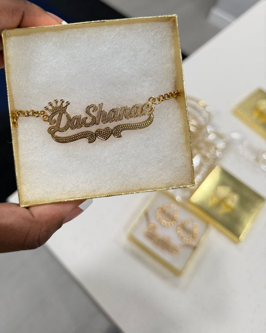 Custom Double Plated Heart Name Necklace