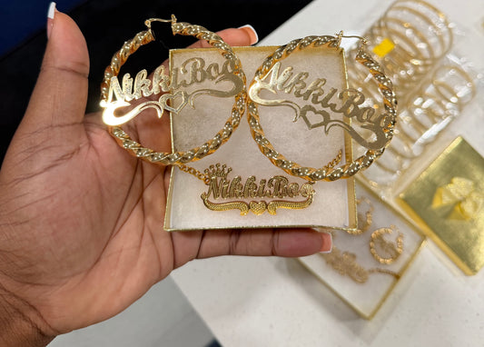 Custom Name Necklace & Hoop Set